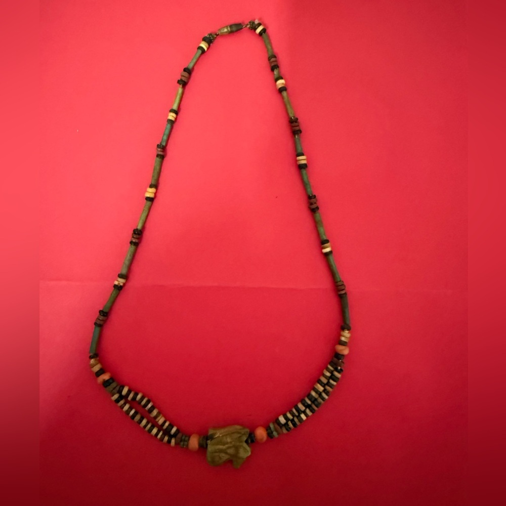 Antique Egyptian Mummy Bead Necklace - Eye of Horace